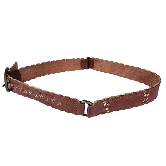 Amanda Smith- Women’s Brown Tooled Floral Leather Belt, Size M - Picture 7 of 11